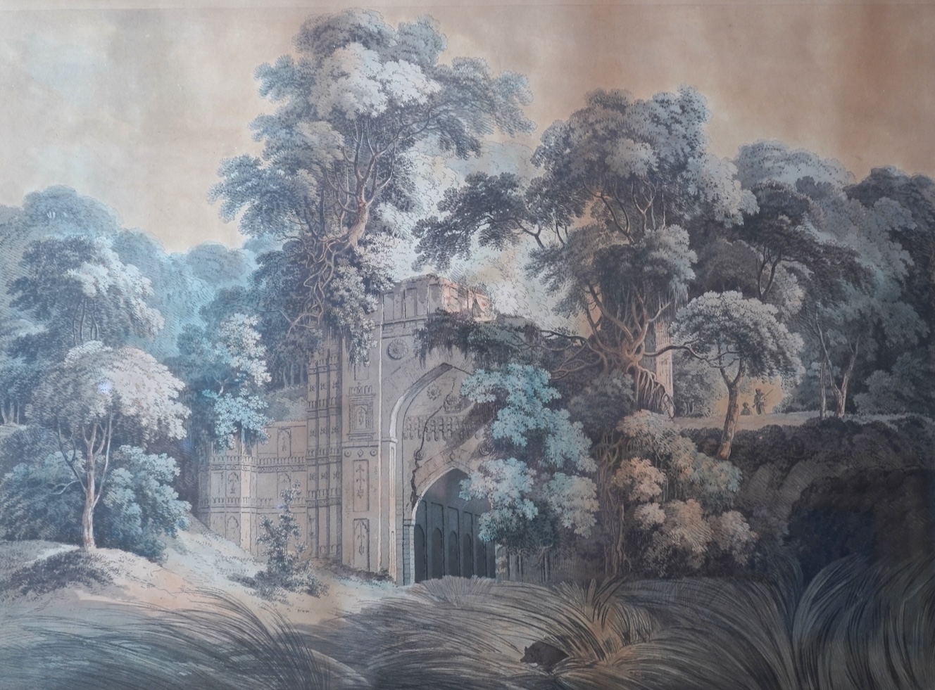 Thomas Daniell RA, 1749-1840, 'Dasahvamedh Ghat, at Benares on the Ganges’, (plate XVI); ‘Ramnugar, near Benares, on the river Ganges’, (plate XIV); ‘The sacred tree of the Hindoos, at Gyah, Bahar’, (plate XV), and ‘Ruin